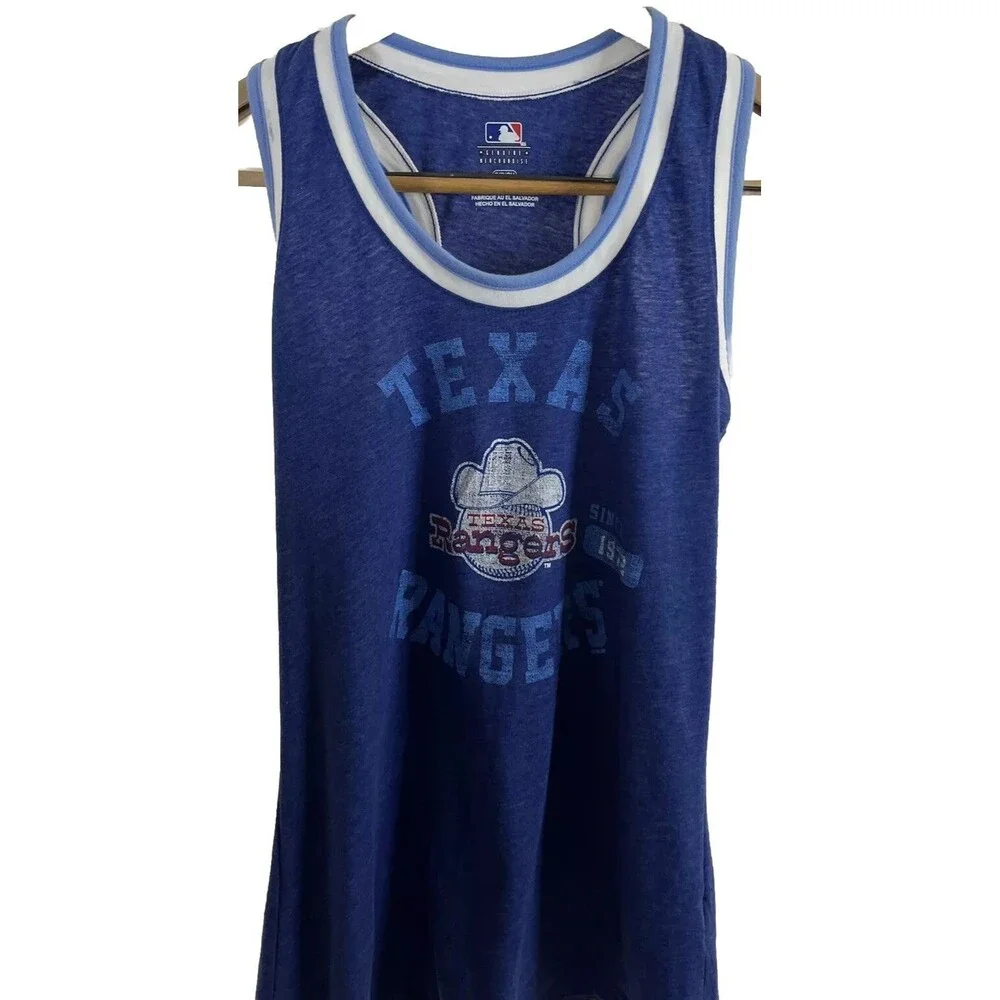 Genuine Merchandise Women’s Texas Rangers Blue Graphic Tank Top Size S Baseball